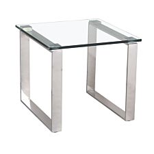 Carter Glass Lamp Table With Stainless Steel Legs