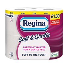 Regina Soft and Gentle 2 Ply 4 Pack Toilet Tissue -  White