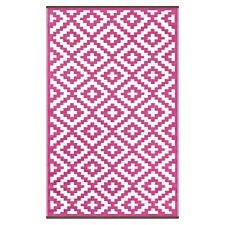 Green Decore 120 x 180cm Reversible Outdoor Rug  - Pink/White