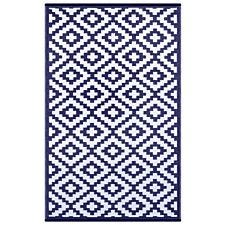 Green Decore 90 x 150cm Reversible Outdoor Rug - Navy Blue/white