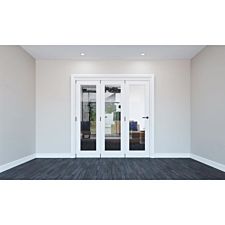 Rohden 2132x2060mm White Primed 1 Light Clear Glass 3 Door Internal Sliding Folding Room-Divider