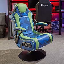 Geo Camo 2.1 Stereo Audio Gaming Chair With Vibration - Blue And Green