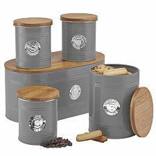 Cooks Professional Kitchen Storage Set 5-piece With Bamboo Lids Grey