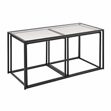 3-piece Nesting Table Set - Glass / Faux White Marble