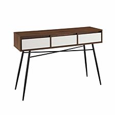 44" Fluted 3-drawer Entry Table - Solid White/Dark Walnut