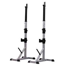 Homcom Adjust Pair Of Barbell Squat Racks Stand Weight Lifting Bench Press Gym