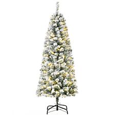 Bon Noel 5Ft Prelit Snow Flocked Christmas Tree with Light Xmas Decoration Green