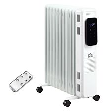 Etna Large Oil Filled 11 Pipe 2720W Radiator Space Heater with 3 Heat Settings & Remote Control - White