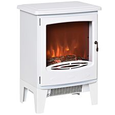 Etna 1.8kW Freestanding Electric Fireplace Stove with Realistic Flame Effect - White