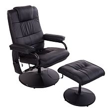 Homcom Massage Recliner Office Chair Cushioned Ottoman 10 Point Vibration Black
