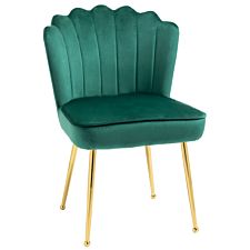 HOMCOM Accent Chair Velvet Touch Vanity Chair With Gold Tone Metal Legs Green