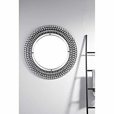 Pearl Small/Medium Silver Stylish Circular Round Modern Living Room Bedroom Wall Mirror (80Cmx80Cm)