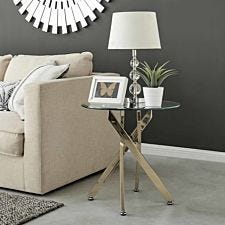 Novara Gold And Glass Round Side Table