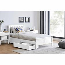 Azure Grey White Wooden Solid Pine Quality Single Bed Frame Only
