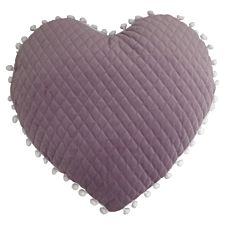 Little Furn. Large Heart Pom-Pom Pre-filled Cushion Polyester Lilac
