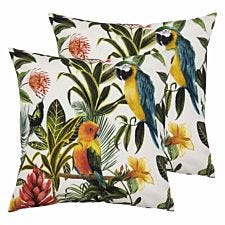 Evans Lichfield Parrots Outdoor Twin Pack Polyester Filled Cushions Multi/Teal