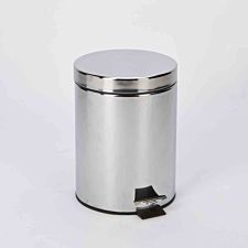 Kitchen and Office Black Household Rubbish Bin for Bathroom mDesign Round Pedal Bin Lid and Plastic Bucket Insert 5 L Stainless Steel Bin with Pedal 