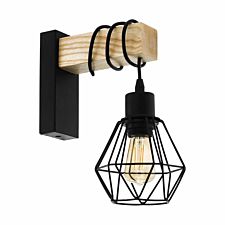 Eglo Industrial Interior Wall Light With Caged Shade