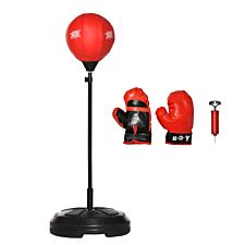 Homcom Kids Boxing Set W/ Stand And Gloves For Ages 8-10 Years