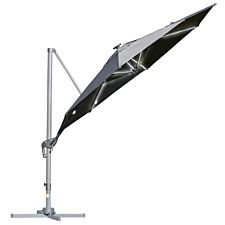 Outsunny 3m Cantilever Parasol w/ Solar LED Lights - Dark Grey