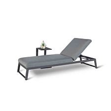 Aruba Outdoor Fabric Reclining Sun Lounger With Side Table