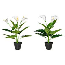 Homcom Artificial Set Of 2 Calla Lily Flower Faux Plant For Indoor