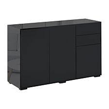 Homcom Side Cabinet With 2 Door Cabinet And 2 Drawer For Home Office Black
