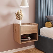 Harmony Wall Mounted Pair Of Bedside Tables Oak Effect