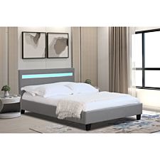 Modern LED Fabric Light Grey Bed Frame Single