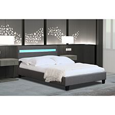 Modern LED Fabric Dark Grey Bed Frame Small Double