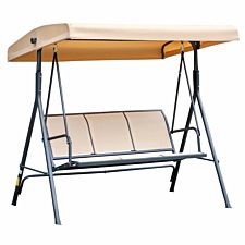 Outsunny 3 Seater Swing Patio Hammock With Canopy For Outdoor - Beige