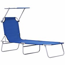 Outsunny Folding Chair Sun Lounger With Sunshade Garden Recliner Hammock - Blue