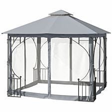Outsunny Gazebo Party Tent Canopy Sun Shade For Patio Garden Light Grey 3X3M - Grey