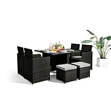 Furniture Box Monaco Black Rattan Garden 8 Seat Dining Set