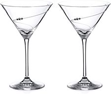 Silhouette Collection Hand Cut Martini Glasses Adorned With Swarovski Crystals - Set Of 2
