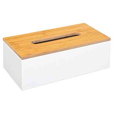 5Five Modern Tissue Box With Bamboo Lid - White