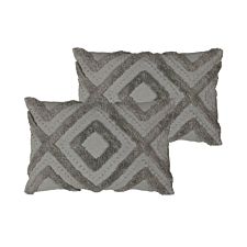 Furn. Orson Polyester Filled Cushions Twin Pack Cotton Grey