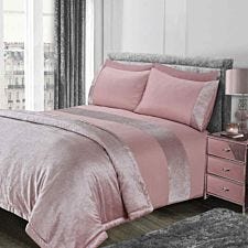 Sienna Glitter Single Duvet Cover With Pillow Case Sparkle Velvet Bedding Set Blush Pink