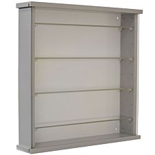 Techstyle Wood Wall Display Cabinet With 4 Adjustable Glass Shelves Grey