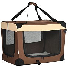 PawHut 70cm Foldable Pet Carrier for Cats and Miniature Dogs - Brown