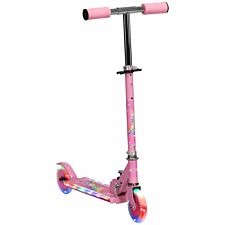 Homcom Kids Scooter 2 Wheels W/ Lights Music Adjustable Height Foldable Pink
