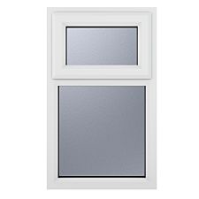 Crystal uPVC Window A Rated Top Hung Opener over Fixed Light 610mm x 1040mm Obscure Glazing - White