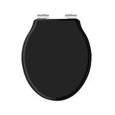 BC Designs Victrion Black Matt Toilet Seat S/Close Brushed Chrome