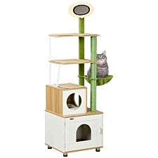 PawHut Cat Tree w/ Litter Box, Scratching Post, Cat House
