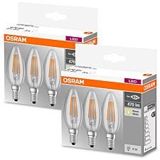 Osram 40W E14 SES LED Filament Candle Bulb, Warm White - 6 Pack