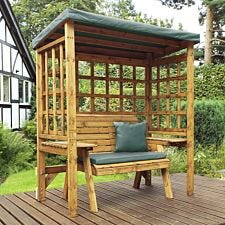 Charles Taylor Wentworth Two Seat Arbour with Green Roof Cover and Cushions