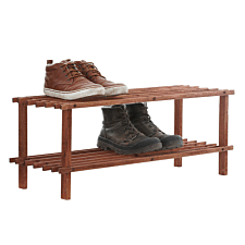 Premier Housewares 2-Tier Shoe Rack - Dark Cedar Wood