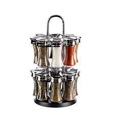 16 Jar Spice Rack - Silver