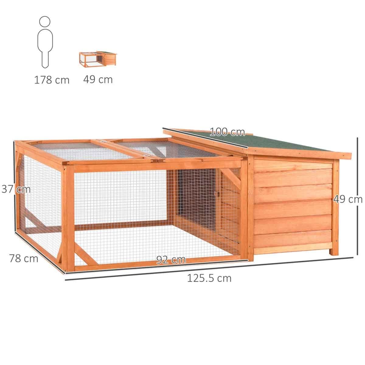 PawHut Rabbit Hutch Off-ground Small Animal House with Openable Roof -  Orange | Robert Dyas