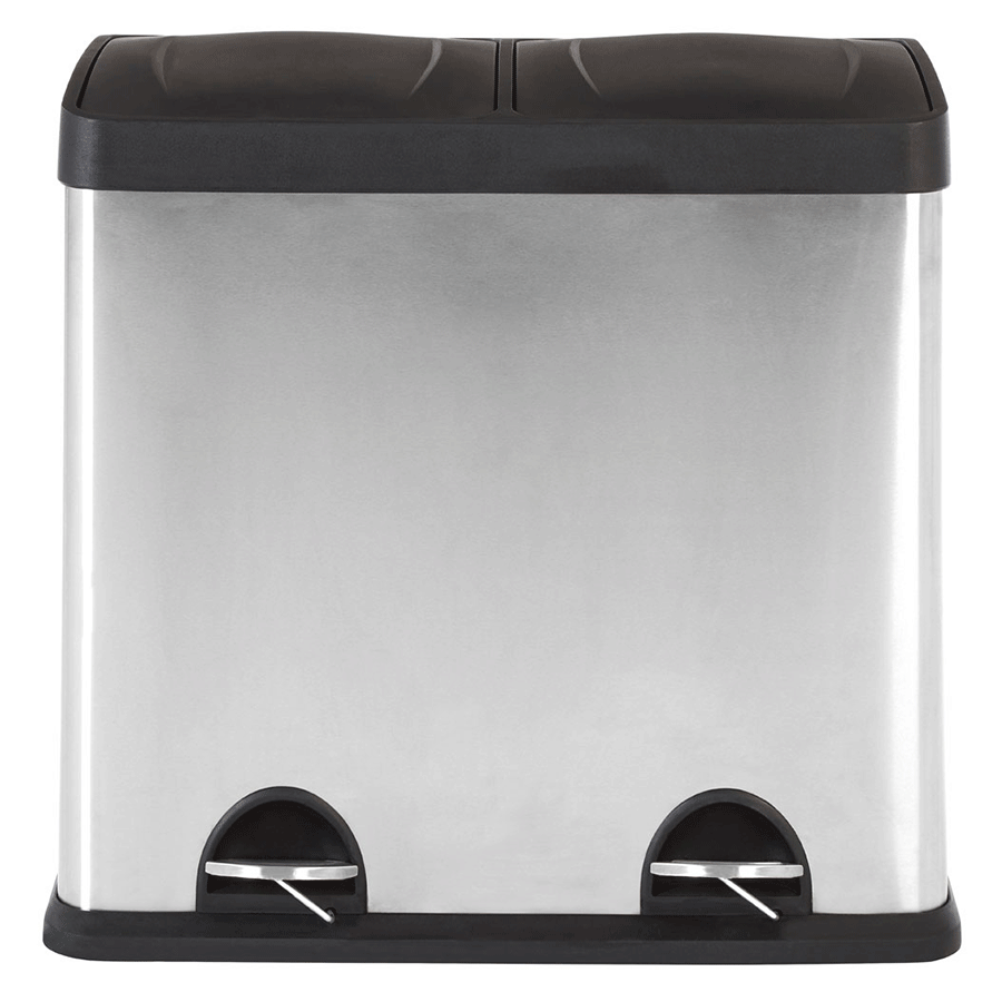 Premier Housewares 48L 2-Compartment Recycling Pedal Bin - Stainless Steel